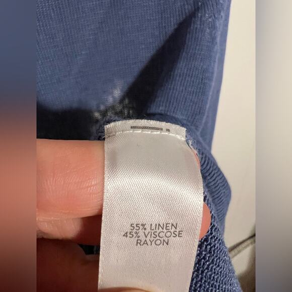 J jill linen blend sweater in blue lightweight 3/4 sleeve spring summer - Picture 5 of 5